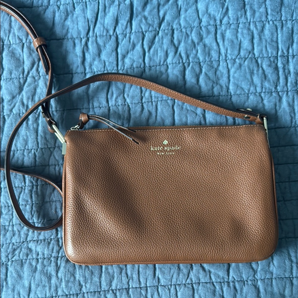 Kate Spade Brown Crossbody Bag with Gold Accents
